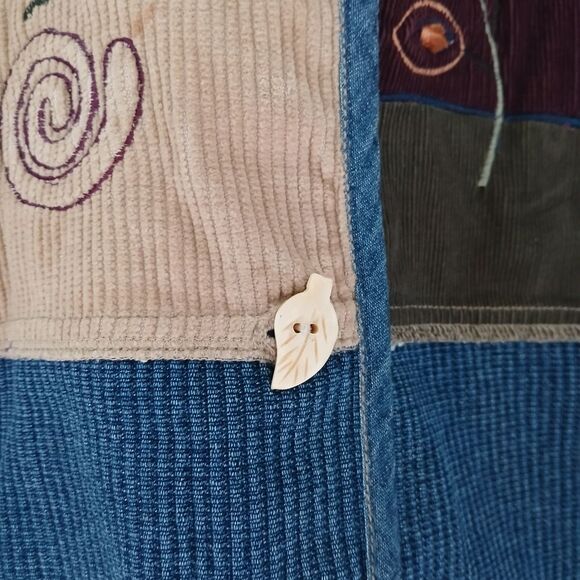Vintage 90's Y2K Dress Barn Patchwork Fabric Denim Vest Embroidery Button Up 2X - Picture 6 of 8